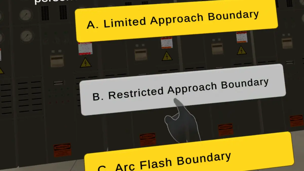 Simulator question on approach boundaries with Limited Approach, Restricted Approach and Arc Flash Boundary options