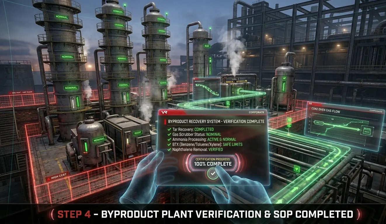 Operator rehearsing coke oven gas-release sequence in Drona VR